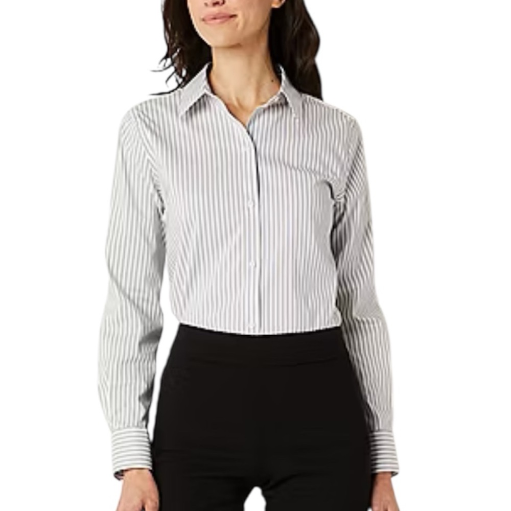 Liz Claiborne Womens Long Sleeve Wrinkle Free Poplin Button-Down Shirt NWT NEW